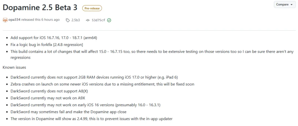 图片[4]-突破 iOS 17/18！Dopamine多巴胺 2.5 Beta 3 越狱实操与设备支持指南