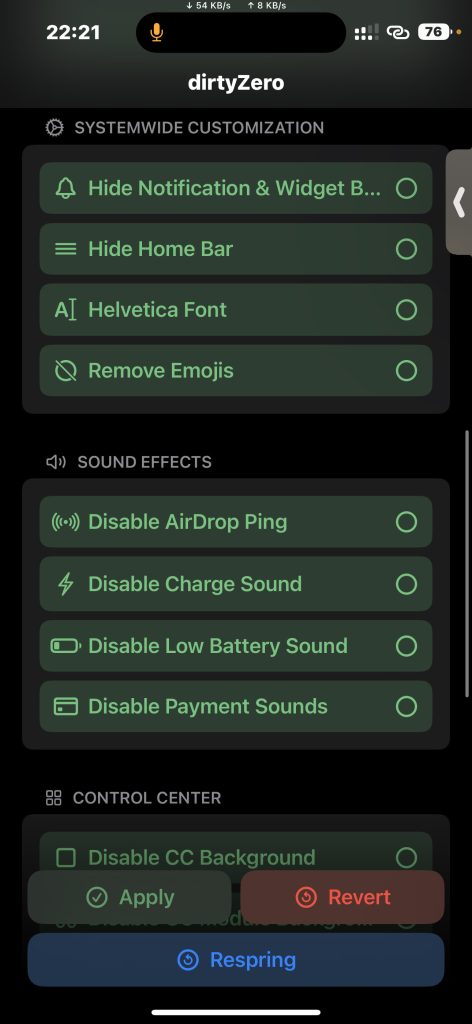 dirtyZero v1.0 隐藏底部横杠