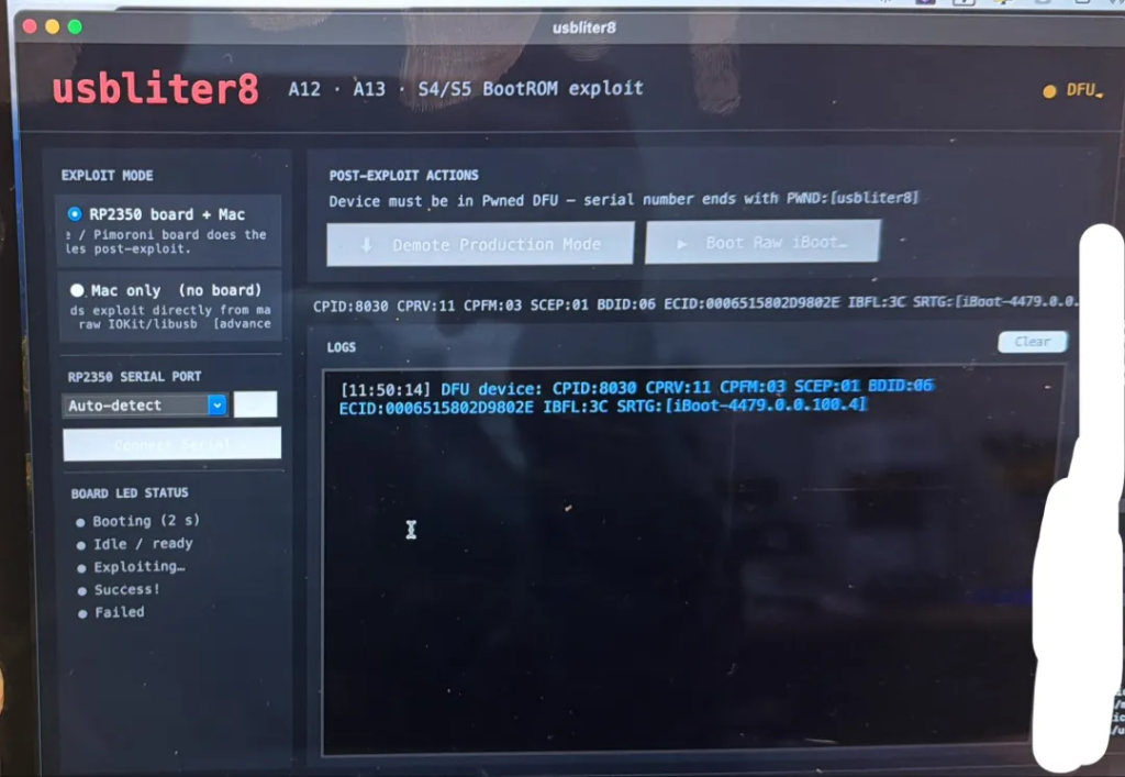 usbliter8漏洞重大突破:摆脱开发板依赖,Mac电脑直连即可触发!