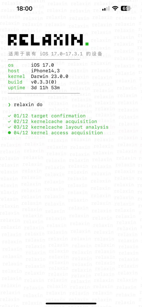 图片[2]-Relaxin v0.3.8越狱工具支持iOS17.0-17.3.1及iPhone11-15教程-爱玩博客